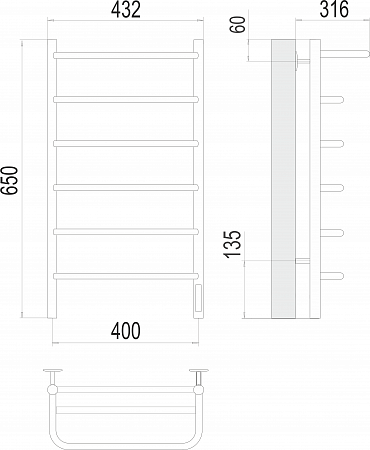 Полка П6 400х650 Электро (quick touch) Полотенцесушитель  TERMINUS Северодвинск - фото 3
