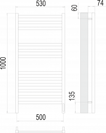 Енисей П12 500х1000  электро (sensor quick touch) Полотенцесушитель TERMINUS  Северодвинск - фото 3