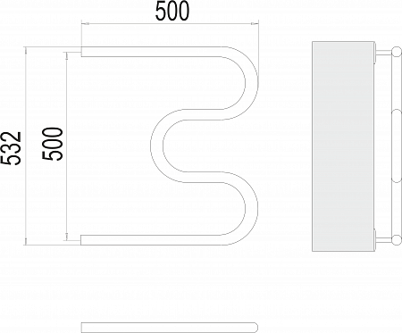 М-обр AISI 32х2 500х500 Полотенцесушитель  TERMINUS Северодвинск - фото 3