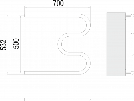 М-обр AISI 32х2 500х700 Полотенцесушитель  TERMINUS Северодвинск - фото 3