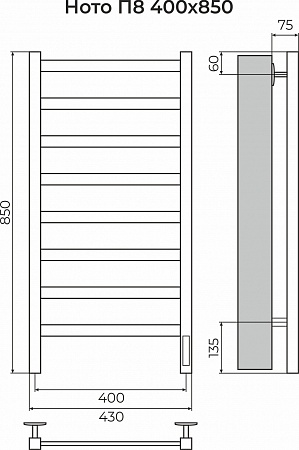 Ното П8 400х850 Электро (quick touch) Полотенцесушитель TERMINUS Северодвинск - фото 3