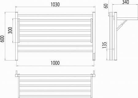 Горизонт П8 1000х600 электро КС ЧЕРНЫЙ МУАР (sensor quick touch) Полотенцесушитель TERMINUS Северодвинск - фото 5